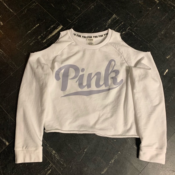 PINK Victoria's Secret Tops - NWOT Pink VS Cold Shoulder Crop Sweatshirt